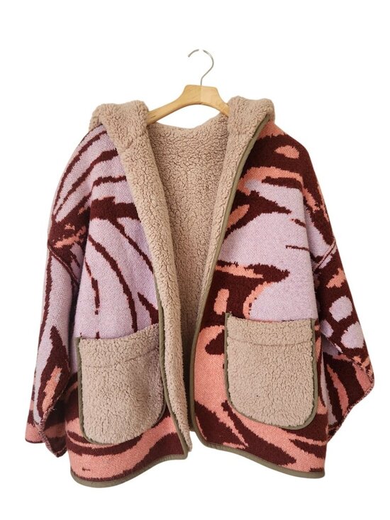 Free People Sweaters - Free People Reversible Winter Chill Floral Sherpa Teddy Jacket Cardigan Cozy